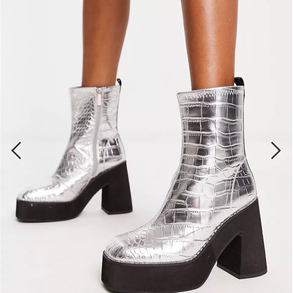 ASOS size 6 Silver Platform Boots